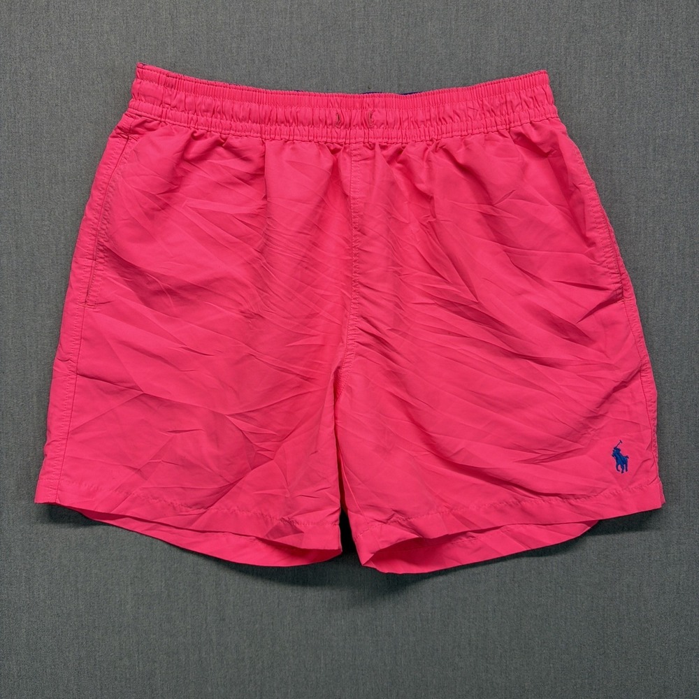 Polo Ralph Lauren Mens Swim Trunks Pink Large CUT LINER MISSING DRAWSTRING